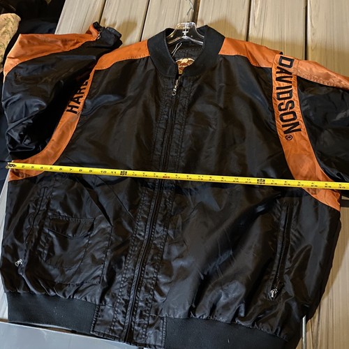 Harley Davidson Bar & Shield Logo Embroidered Satin Bomber Riding Jacket 3XL