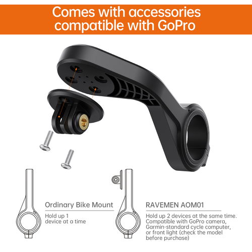 RAVEMEN AOM01 Bike Mount For Garmin/COOSPO/CYCPLUS /GoPro/ FR160/FR300 Holder