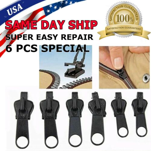 Fix Zipper Zip Slider Repair Instant Kit Removable Rescue Replacement Pack of 6P