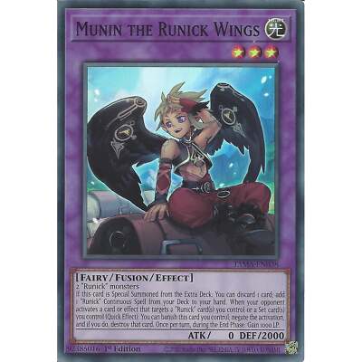 TAMA-EN038 Munin the Runick Wings 1st Edition Super Rare :YuGiOh Trading Card