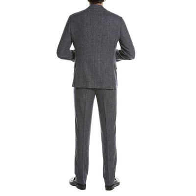 Pre-owned Brunello Cucinelli Men's Wool Blend 3 Button Casual Plaid Two Piece Suit In Blue