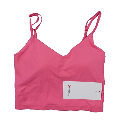 New Lululemon Size 4 Align Cropped Cami Tank Top SAKP Pink Shelf Bra Nulu Crop