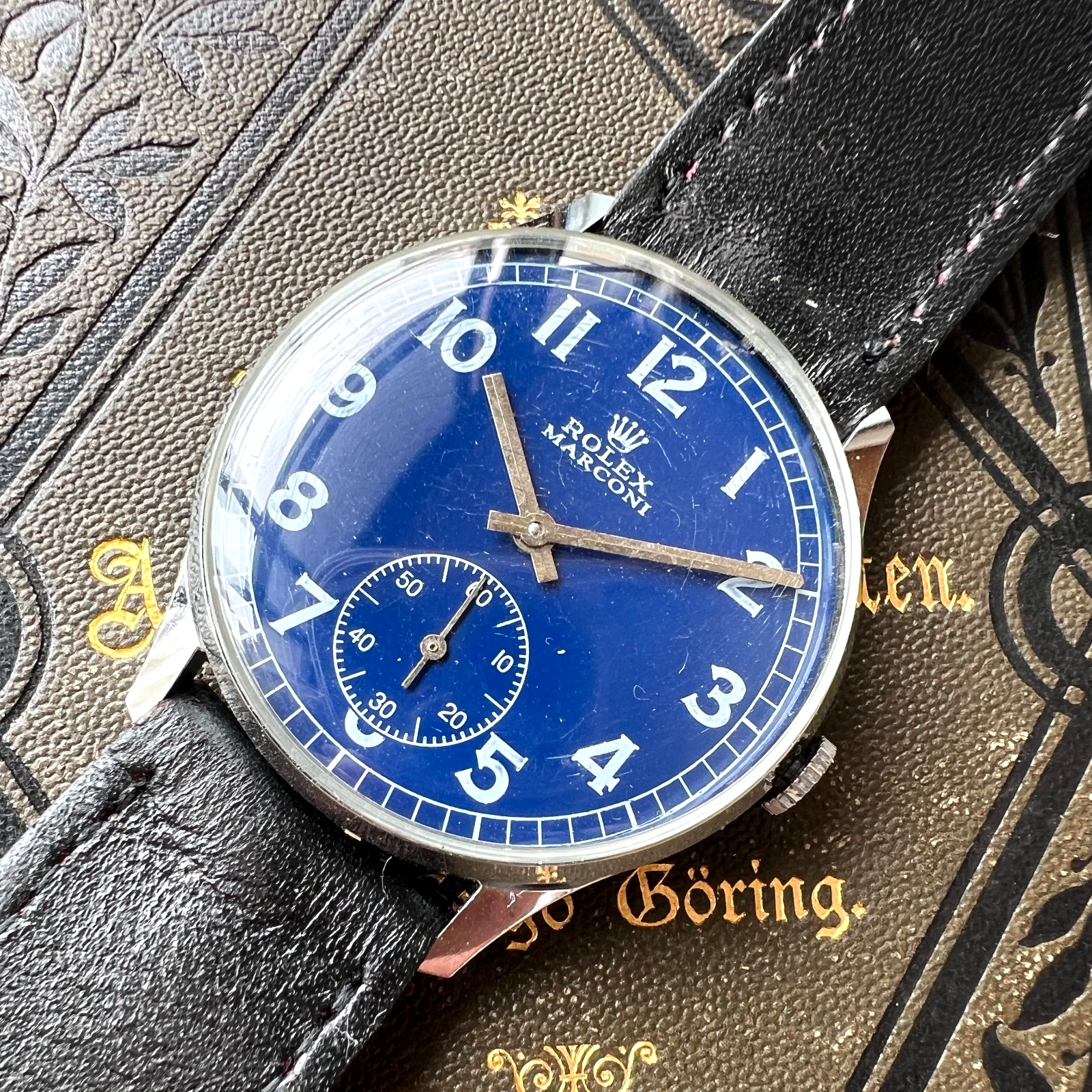 ロレックス マルコーニ ビンテージ Vintage] ROLEX Marconi 1920's Blue Dial case 35mm watch