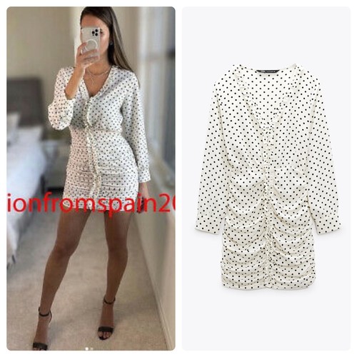 zara white top with polka dot sleeves