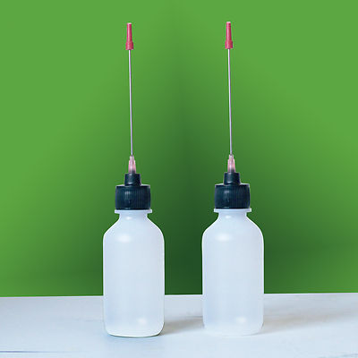 Two 2 OZ bottles with stainless steel needle tip dispenser for Model Trains
