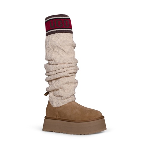Pre-owned Ugg Classic Sweater Letter Tall Chestnut Sheepskin Women's Boots Size Us 8 In Brown