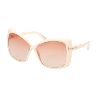 Pre-owned Tom Ford Sunglasses Women Ivory Gradient Rose Butterfly Ft0943 25t 63mm Jasmin In Brown