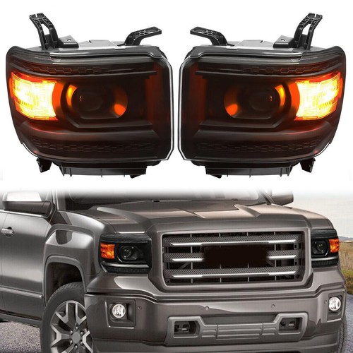 Projector Headlights For 2014-19 GMC Sierra 1500 2500HD 3500HD Left+Right Pair