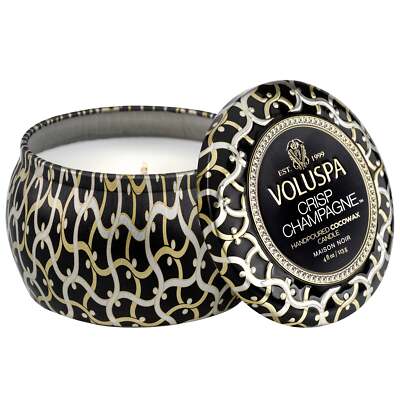 VOLUSPA CRISP CHAMPAGNE MINI TIN CANDLE