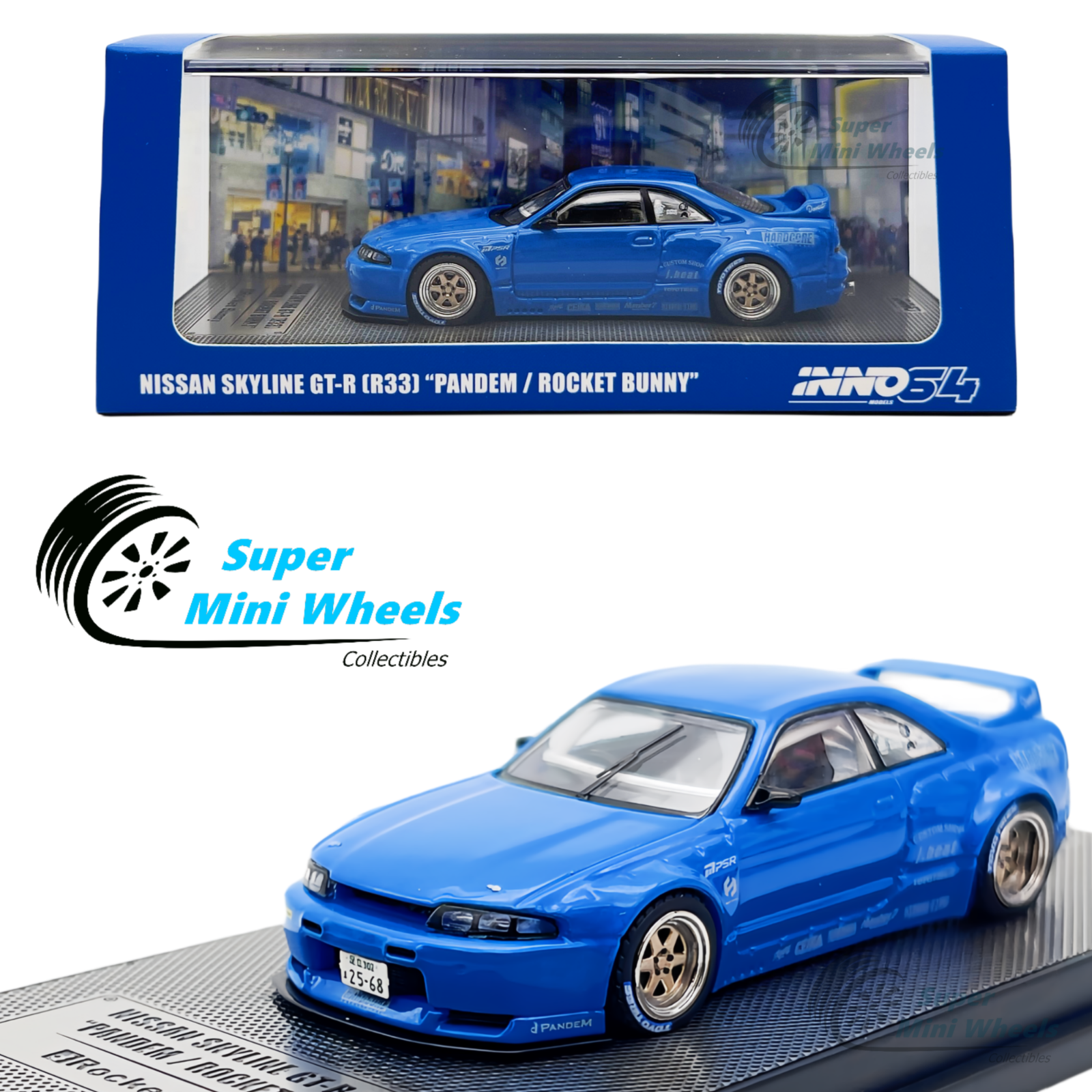 INNO64 1:64 Nissan Skyline GT-R R33 Pandem Rocket Bunny Blue INNO64 1:64 Nissan Skyline GT-R R33 Pandem Rocket Bunny Blue