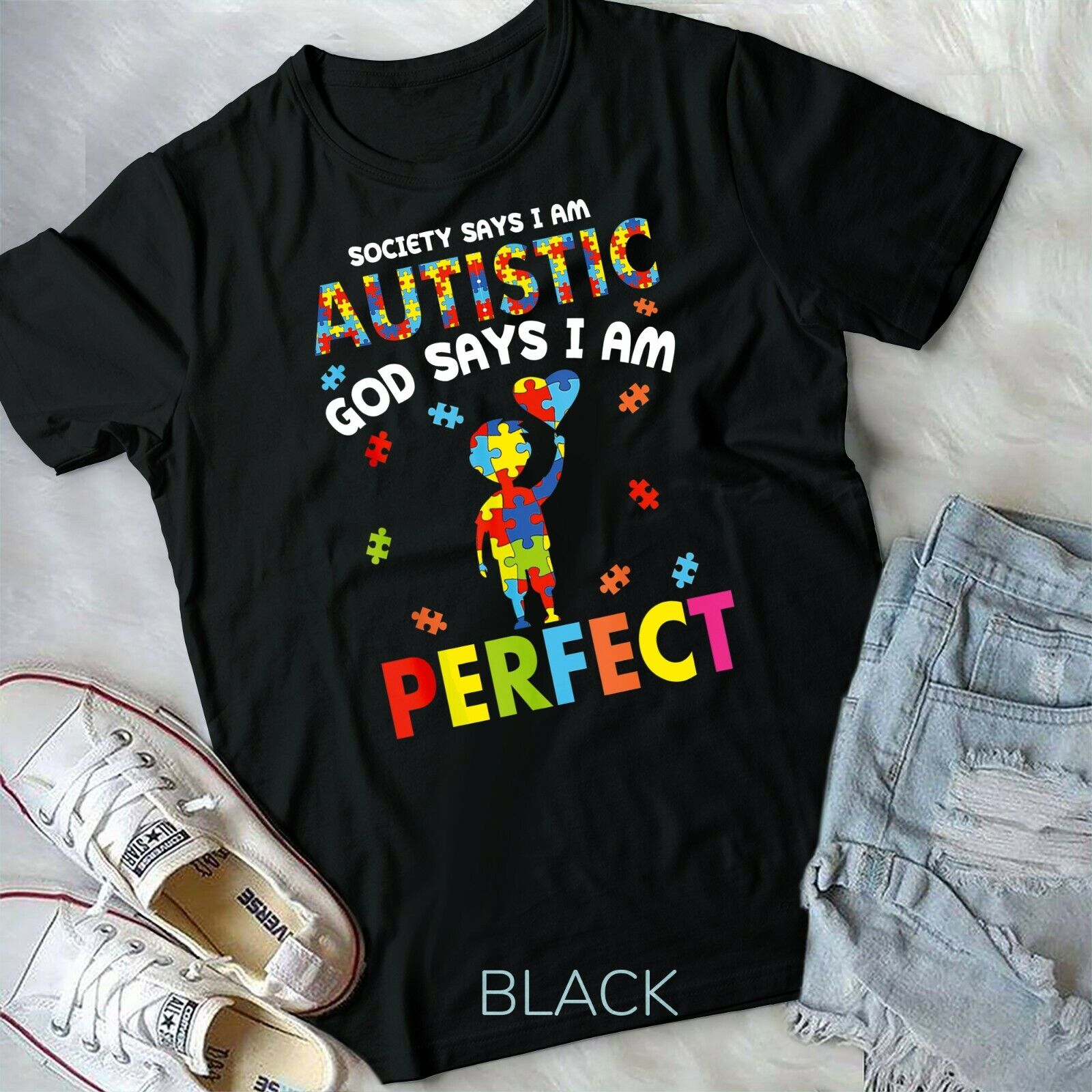Society Says I Am Autistic God Says I Am Perfect Autism Tee Society Says I Am Autistic God Says I Am Perfect Autism Tee
