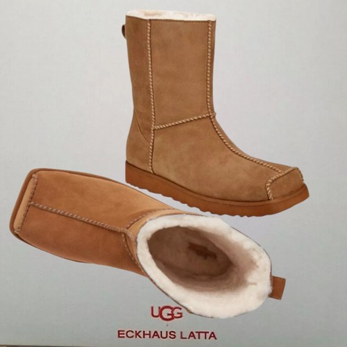 Pre-owned Ugg X Eckhaus Latta Men's Square Toe Shearling Boots Brown Select Size Msrp $525