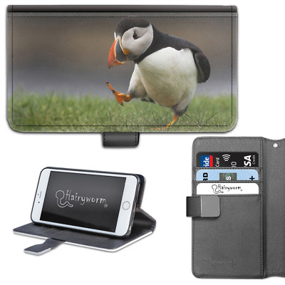 Puffin Bird Printed PU Leather Wallet Phone Case;Flip Phone Case;Cover