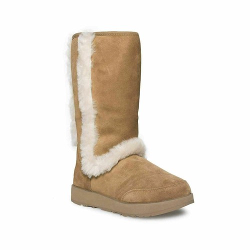 Pre-owned Ugg Sundance Waterproof Chestnut Suede Sheepskin Women's Boots Size Us 6 In Brown
