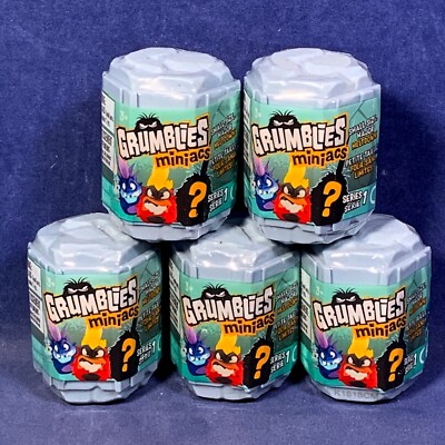 5 GRUMBLIES MINIACS Series 1 - BLIND BOX Mystery Mini Figures - SKYROCKET 2018