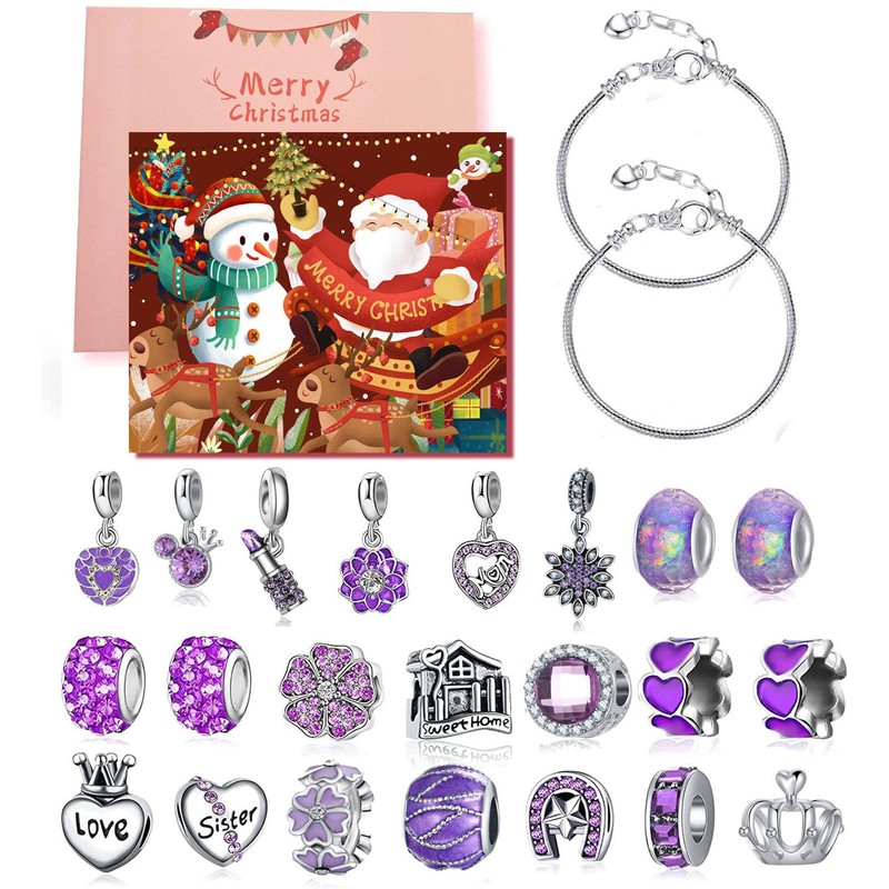 Christmas Advent Calendar DIY Bracelet Charm 24 Days Countdown Calendar Gift Box