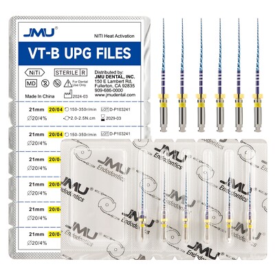 JMU Dental Endo Rotary Files Blue Taper NiTi Root Canal VT-B UPG FILES 6pcs