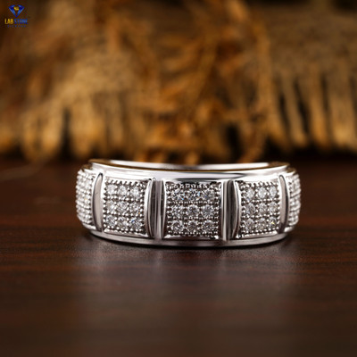 0.51 TDW Round Cut Men's Labgrown Diamond Ring 18K White Gold Labstone