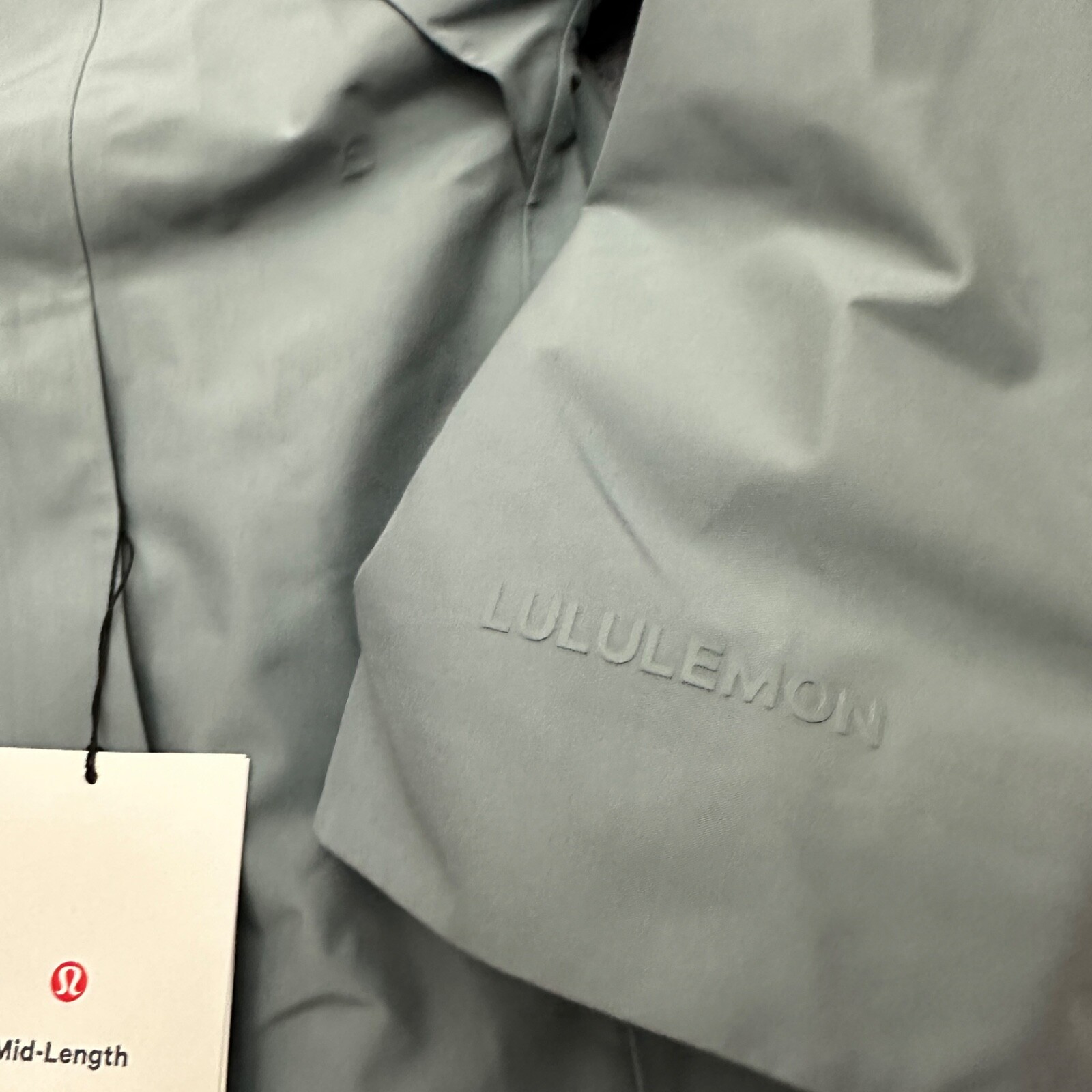 Pre-owned Lululemon Mid-length Waterproof Rain Coat Jacket Bgib Belgian Blue Gray Size L