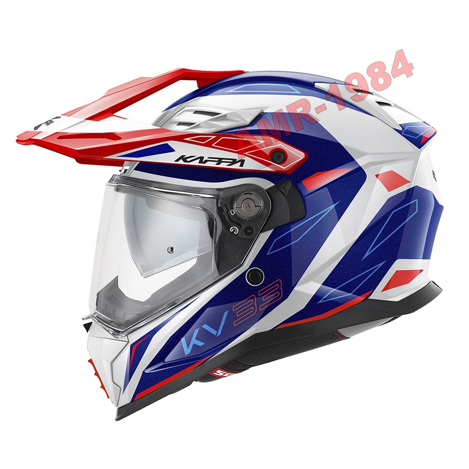 CASCO KAPPA ENDURO KV33 WIZARD BIANCO LUCIDO - BLU - ROSSO HKKV33FWZWL