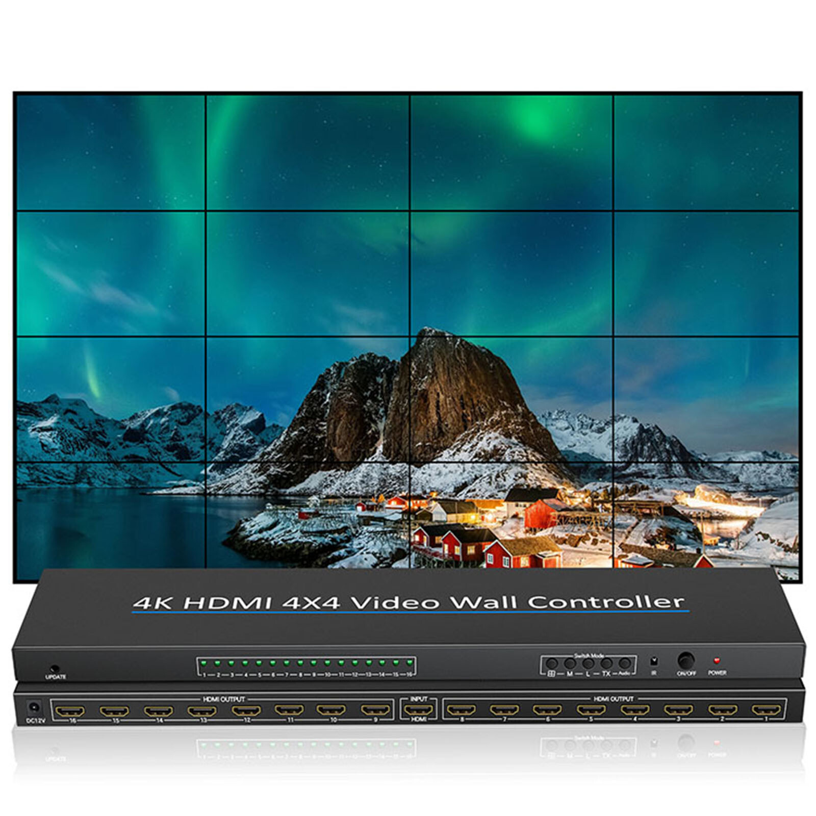 4K HDMI Video Wall Controller 4X4 2x2 1x4 1x3 16 HDMI TV Splice Screen ...