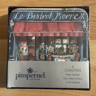 Pimpernel Cafe Cork Backed Coasters Paris Bistro Europe Set of 6 Square New