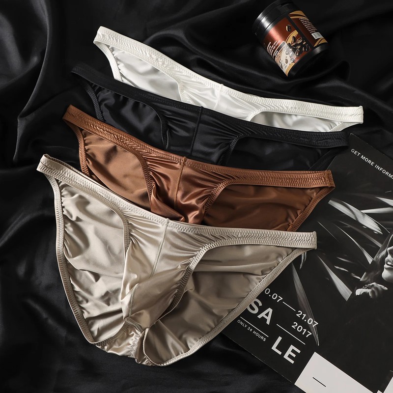 Mens Gym Smooth Satin Sport Training Underwear Ultra Thin Fitness Butt-Lifting