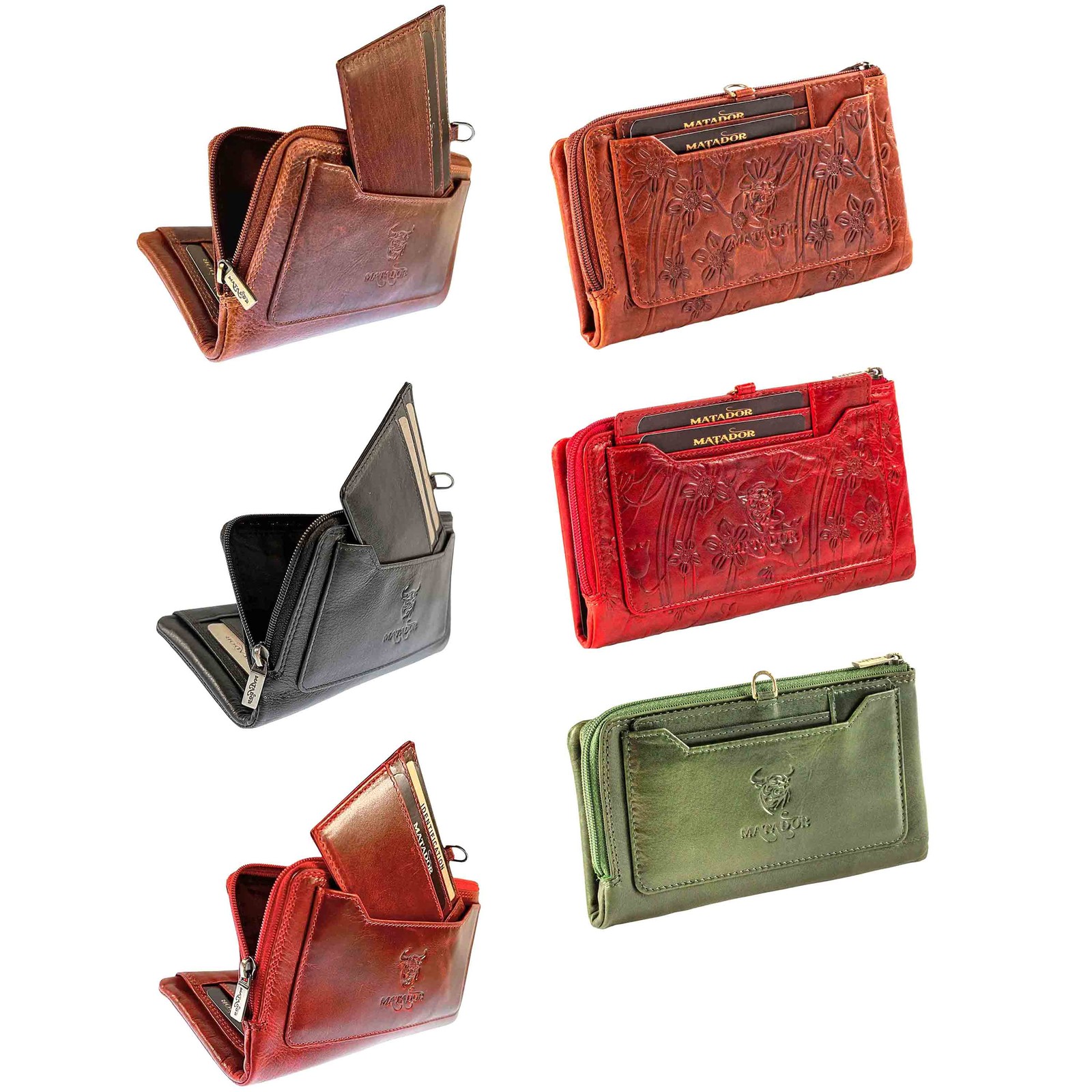 MATADOR Echt Leder Geldbörse Damen Portemonnaie Geldbeutel Edel Geldtasche RFID
