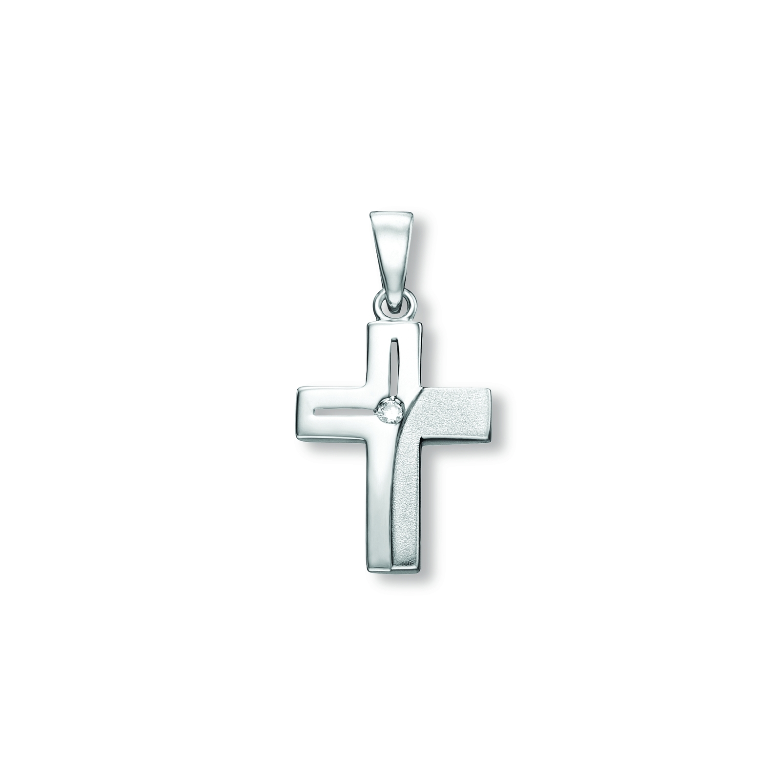 BEDRA Anhänger Kreuz Zirkonia 925/- Silber rhodiniert AHZ00020.14 Taufe Geschenk