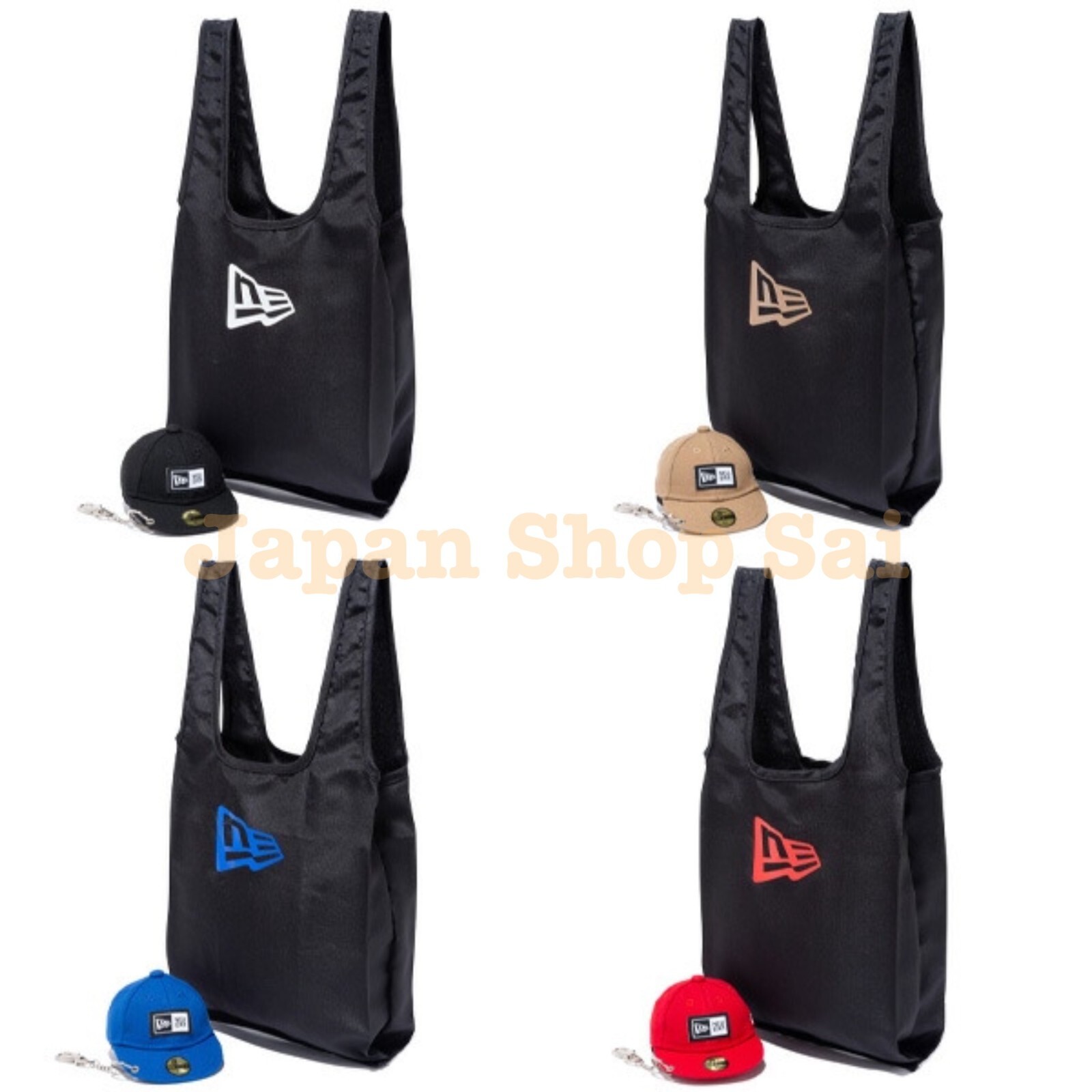 [New Era]★MLB ECO TOTE BAG NEW ERA BAG Cap Pouch Eco Bag 8L Keychain Logo 4 Colors