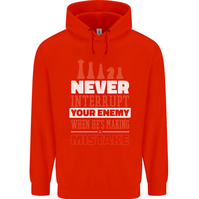 Funny Chess Never Interrupt Your Enemy Mens 80% Cotton Hoodie
