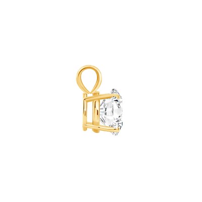 Pre-owned Shine Brite With A Diamond 2 Ct Created Diamond Round Cut Real 14k Yellow Gold Necklace Pendant 18" Chain In White/colorless