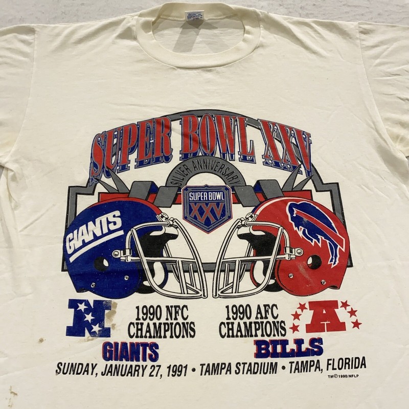 vtg 90s NEW YORK GIANTS v Buffalo Bills SUPER BOWL XXV T