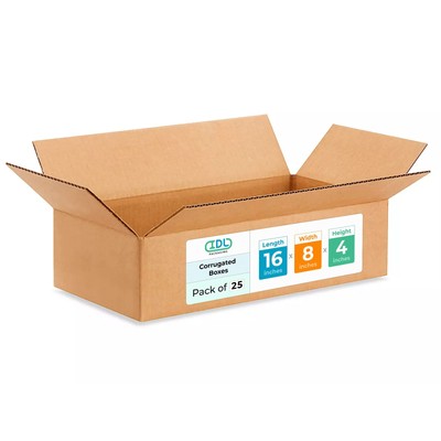 - B-1684-25 Small Corrugated Shipping Boxes 16''L x 8 W x 4''H (Pack of 25) - E...