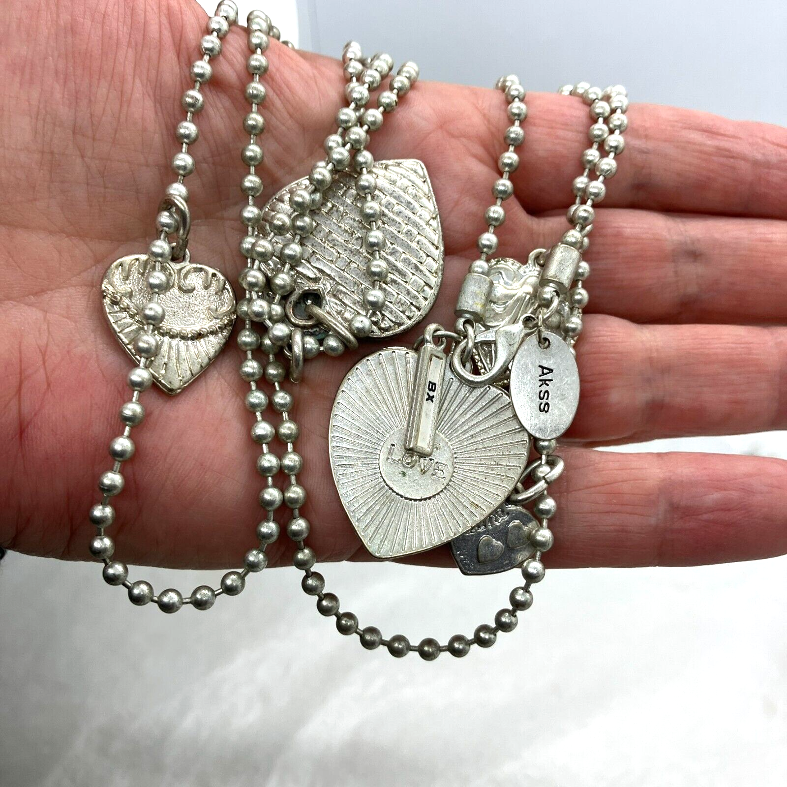 AKSS BX LONDON long heart charm Necklace Silver Tone Metal costume jewellery AKSS BX LONDON long heart charm Necklace Silver Tone Metal costume jewellery
