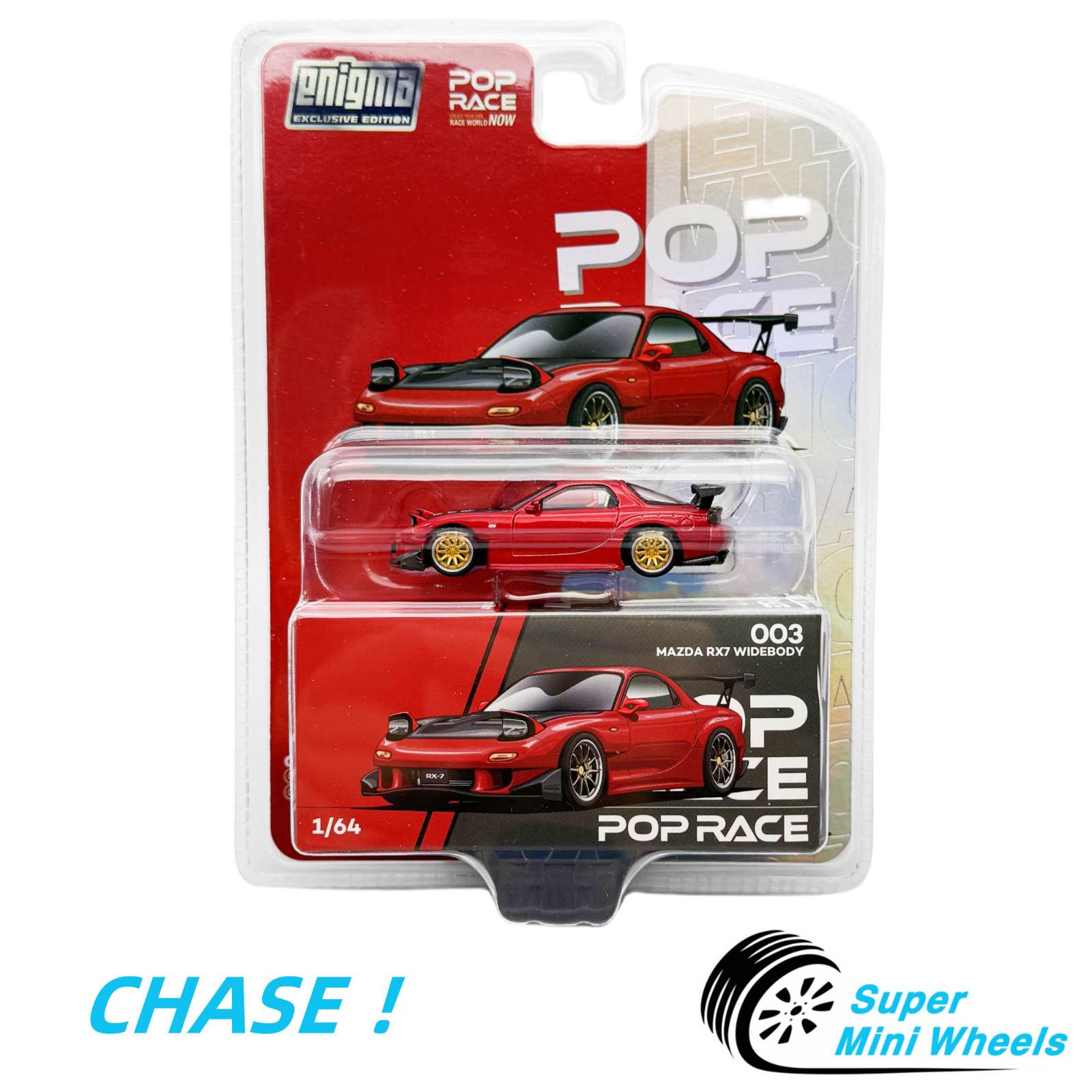 POPRACE ENIGMA 003 Mazda RX-7チェイス版 Pop Race Chase Mazda RX-7 Widebody Red Enigma Exclusive 003