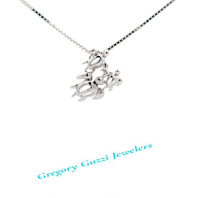 Sterling Silver Mother And Babies Turtle Pendant