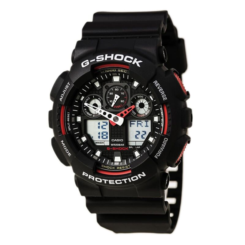 Casio Men Watch G-Shock Black and Grey Ana-Digital Dial Strap Watch GA100-1A4