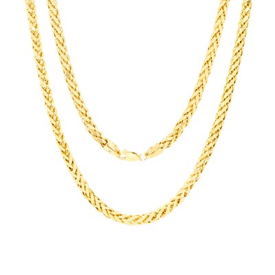 10K Yellow Gold 2.5mm-5mm Round Wheat Palm Franco Spiga Chain Necklace 16"- 30"