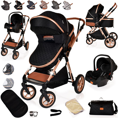 3 in 1 Pram Newborn Baby Buggy Set Travel System with Car Seat Folding Pushchair