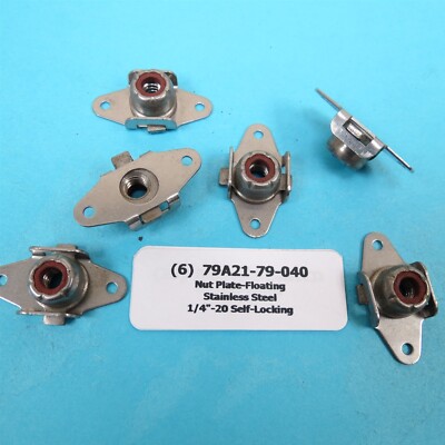 1/4-20 RARE Aircraft Type Stainless Floating Locking Nutplate Race Sprint (6 ea)