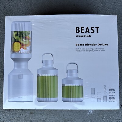 NEW Beast Blender Deluxe + 3 Vessels 3 Storage Lids, 2 Drink Lids, 2 Carry Caps