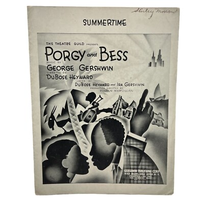 Summertime Sheet Music Porgy & Bess 1935 George Gershwin Dubose Heyward