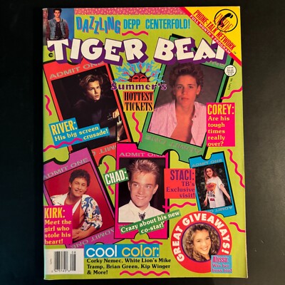 Tiger Beat Magazine Aug 1989 - River Phoenix, Johnny Depp, Tiffany, Sheena MINT