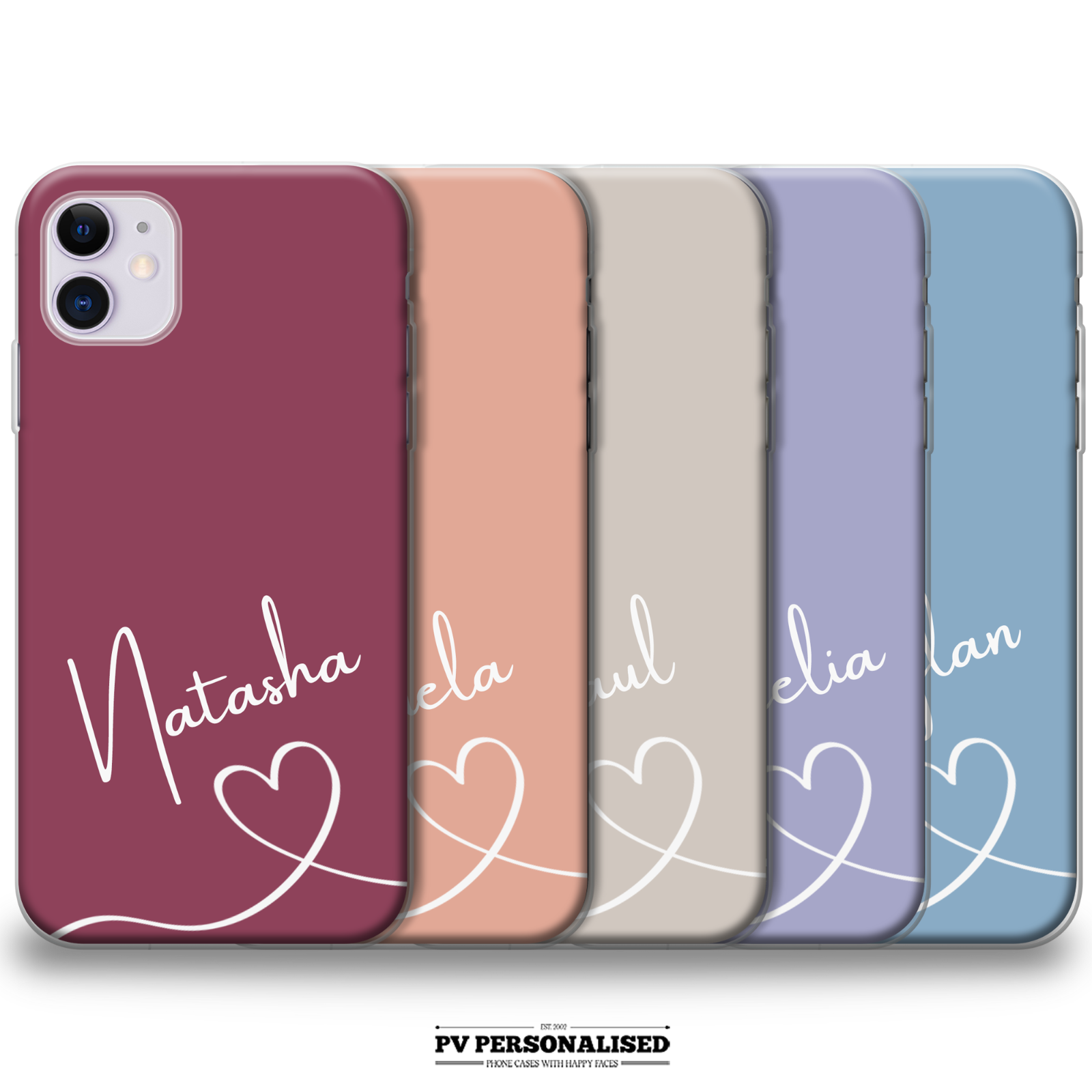 Personalised Phone Case Heart Name Silicone Cover For iPhone 13 12 11 14 15 XR