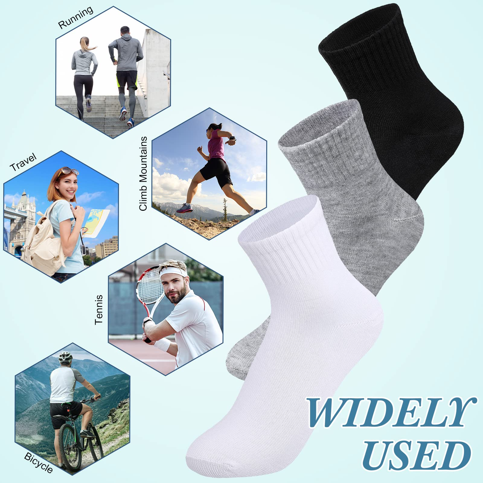 Lot 1-3 Pairs Mens Womens Ankle Quarter Crew Socks Sport Casual Cotton Socks US
