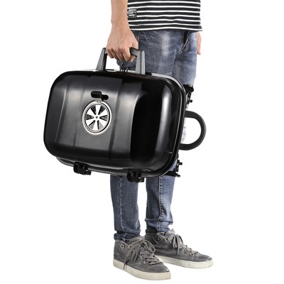 Portable Tabletop Charcoal Grill BBQ Camping Picnic Cooker Air Vent Black