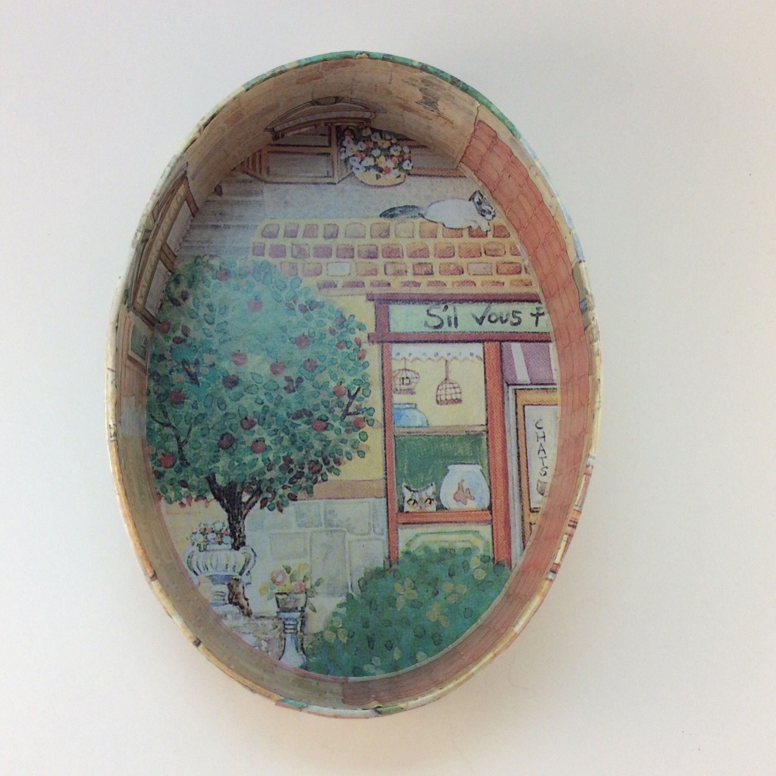 Oval Stacking Nesting Boxes French Village Papers Made in Italy “Markings”