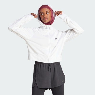 женская флисовая куртка adidas AEROREADY Game and Go с капюшоном на молнии