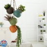 MyGift Dangling Southwest Desert Color Ceramic 4 Pot Set, Wall or Ceiling Mount Hanging Mini Flower Planters